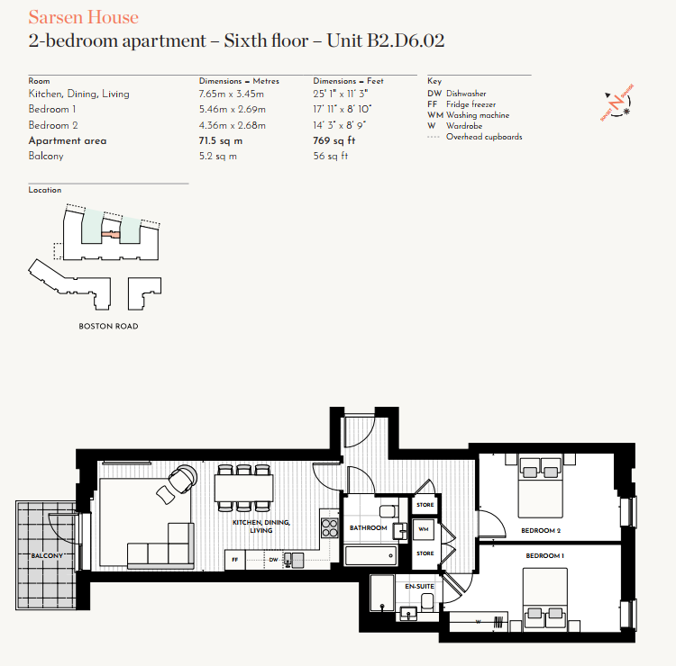Floorplan for B2.D6.02 at Hanwell Square, Sixth